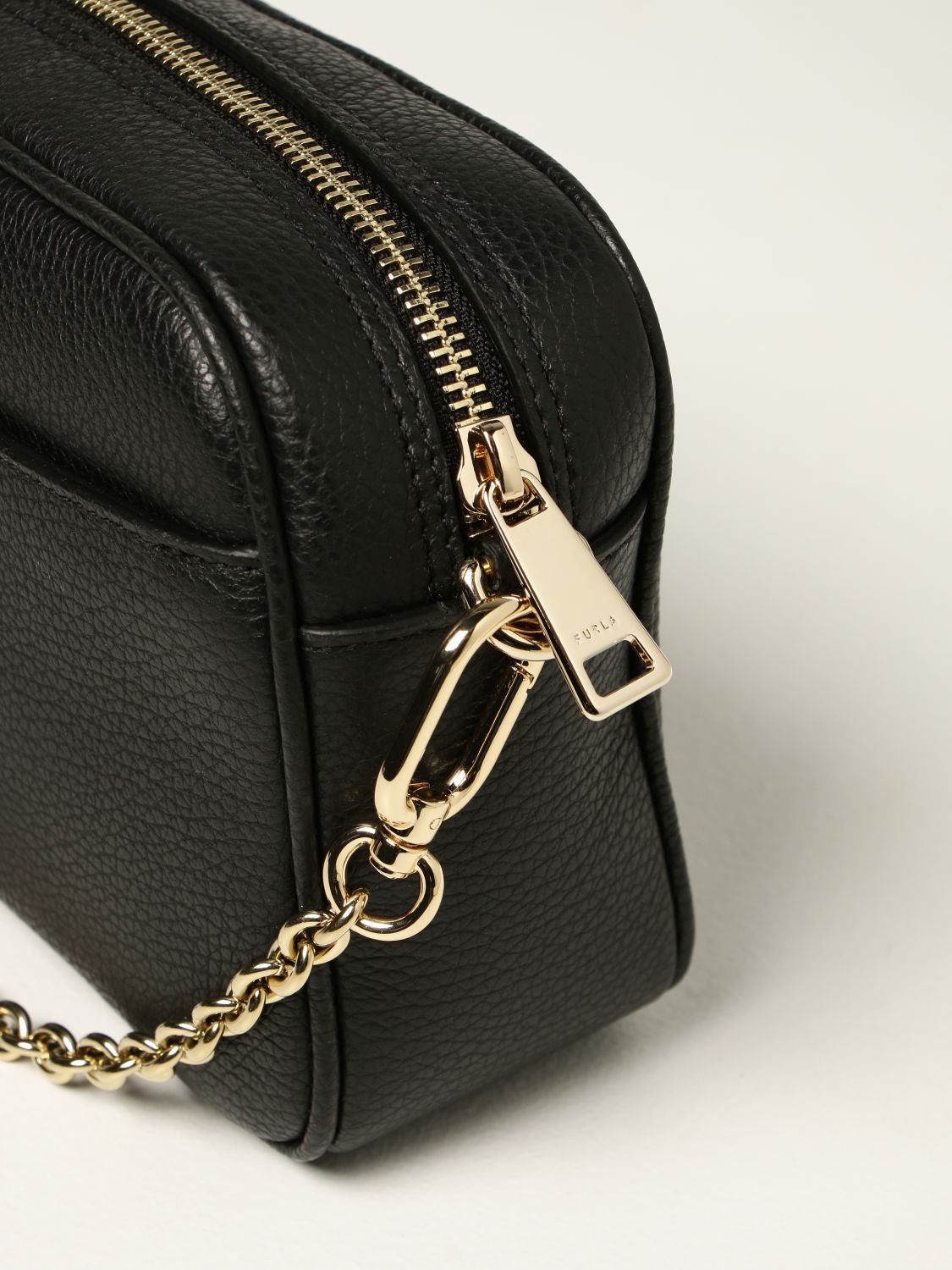 FURLA: camera bag in grained leather - Black | Furla crossbody bags ...