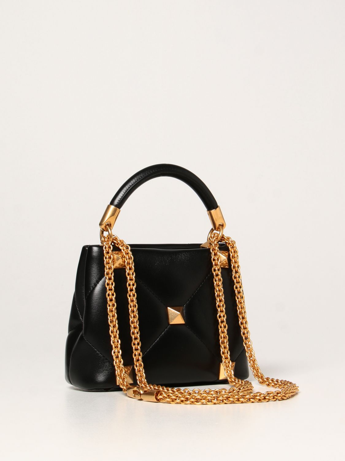 VALENTINO GARAVANI: Roman Stud bag in nappa leather - Black | Valentino ...