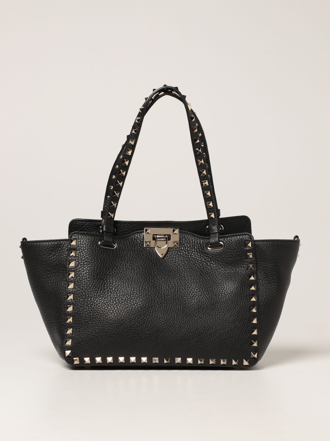 VALENTINO GARAVANI: Rockstud bag in grained leather - Black  Valentino  Garavani mini bag 3W2B0809VSF online at