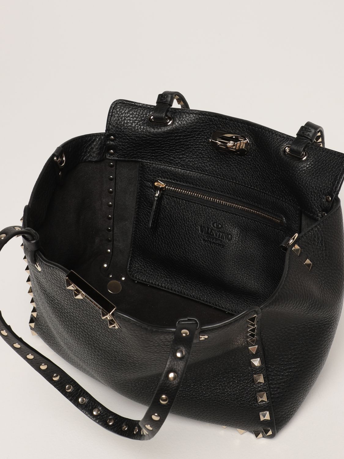 VALENTINO GARAVANI: Rockstud bag in grained leather - Black  Valentino  Garavani mini bag 3W2B0809VSF online at