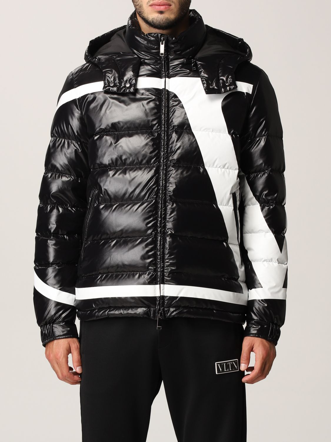 VALENTINO: down jacket in quilted - Black | Valentino jacket WV3CNA317KQ online at GIGLIO.COM