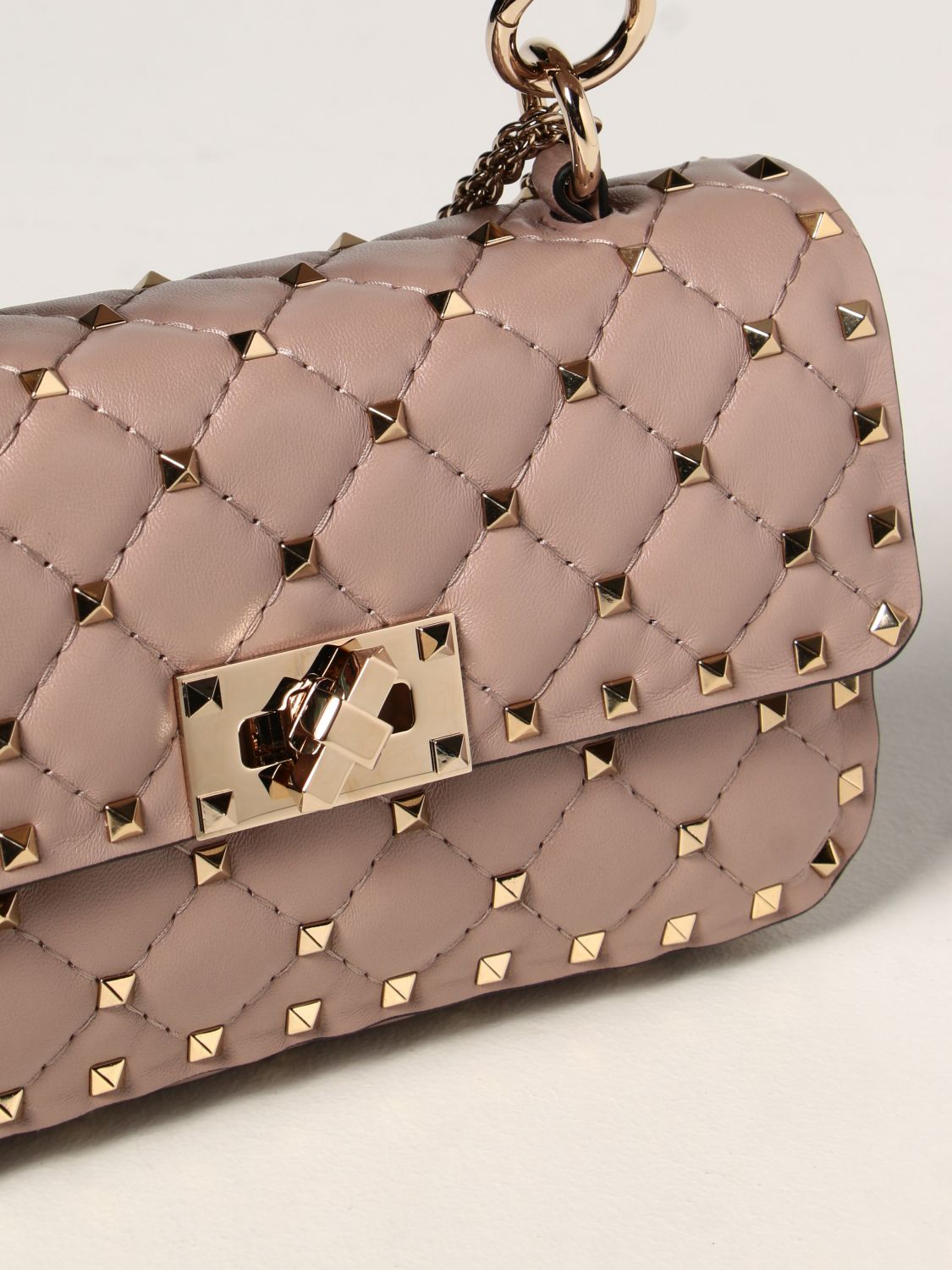 VALENTINO GARAVANI: Rockstud Spike bag in nappa leather - Blush Pink ...