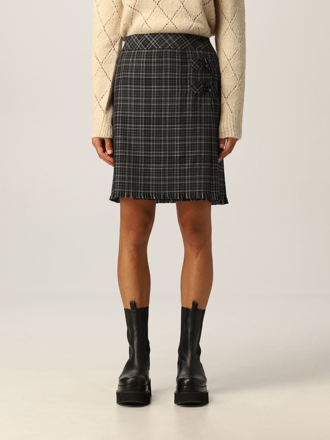 BOUTIQUE MOSCHINO: Moschino Boutique skirt in tartan wool - Grey ...
