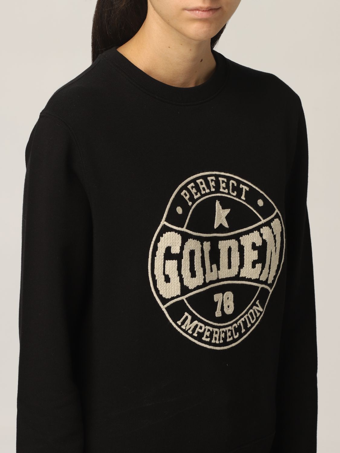 GOLDEN GOOSE: sweatshirt with embroidered logo | Sweatshirt Golden Goose Women Black Sweatshirt Golden Goose GWP01012.P000583.90290