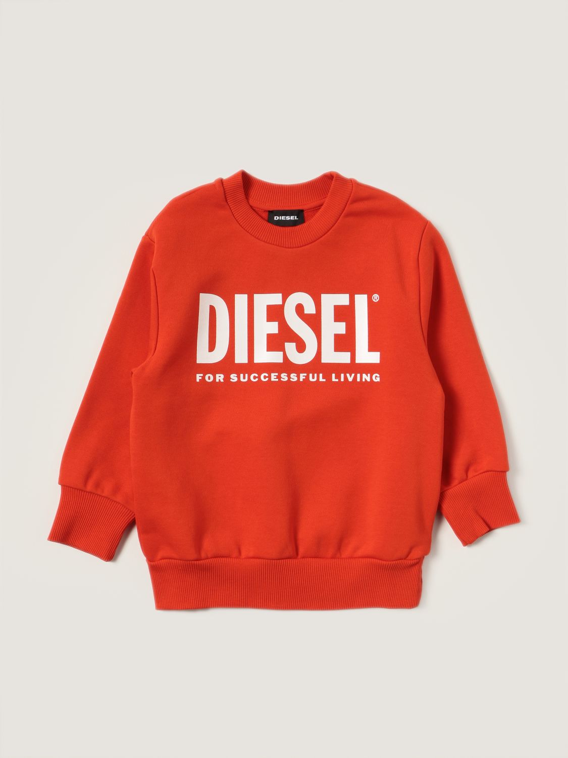 Maglia Diesel: Felpa a girocollo Diesel in cotone con logo arancione 1