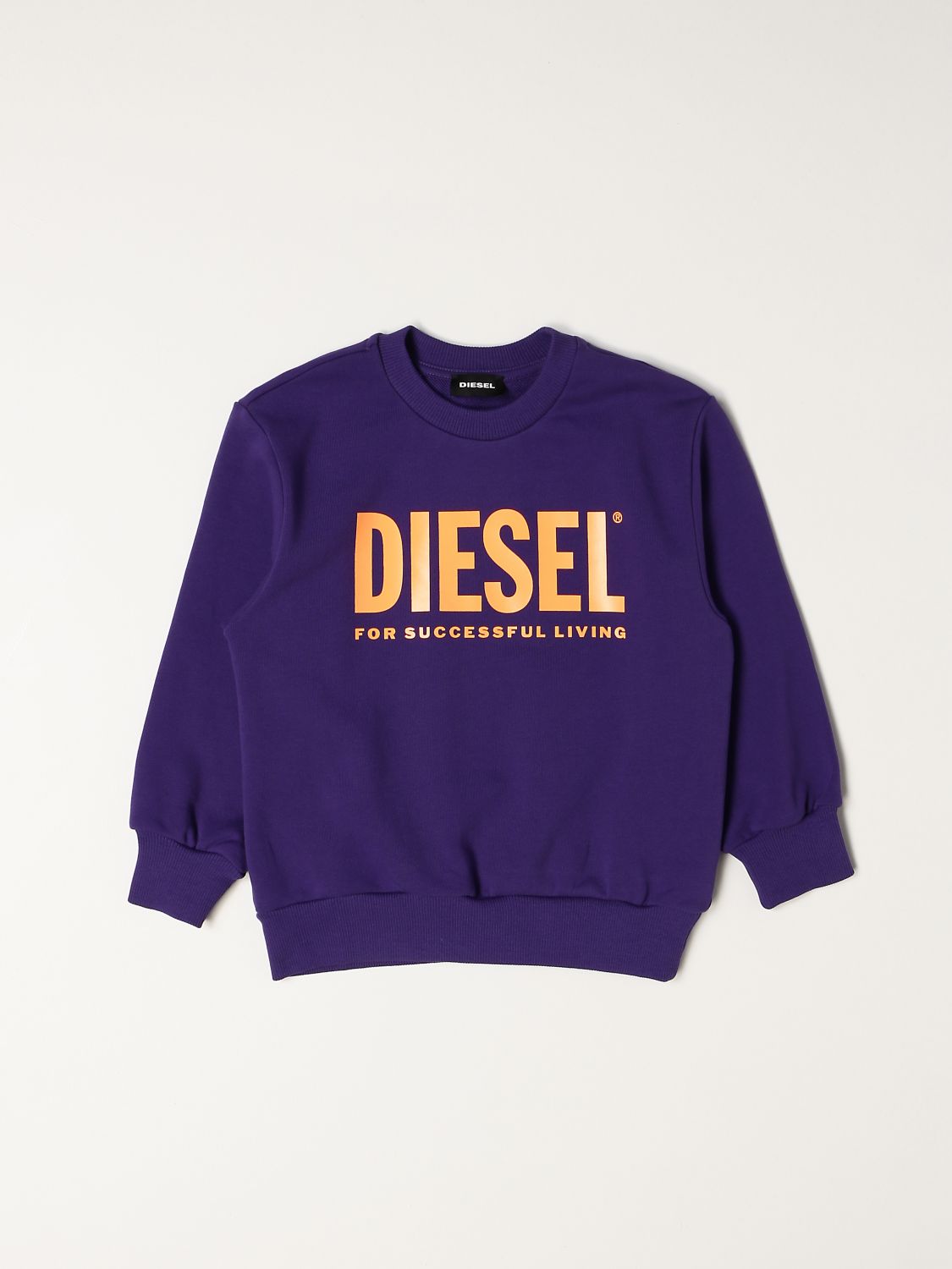 Jumper Diesel: Diesel crewneck jumper in cotton with logo violet 1