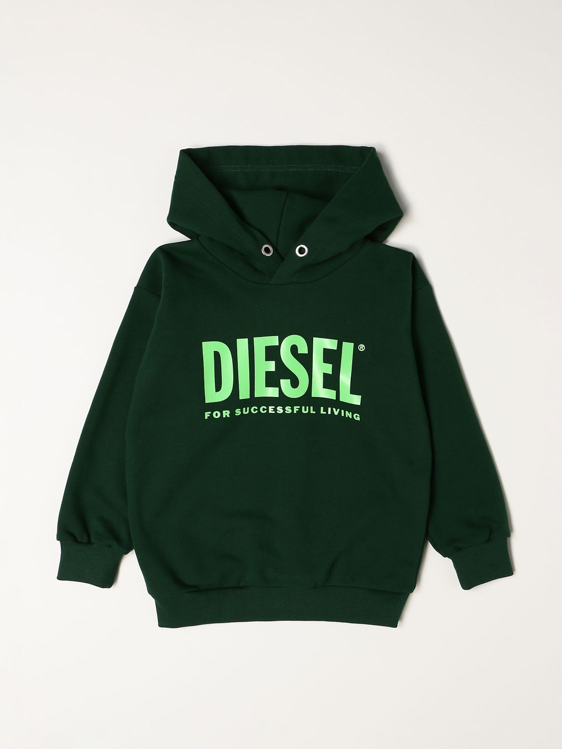 Maglia Diesel: Felpa con cappuccio Diesel in cotone verde 1