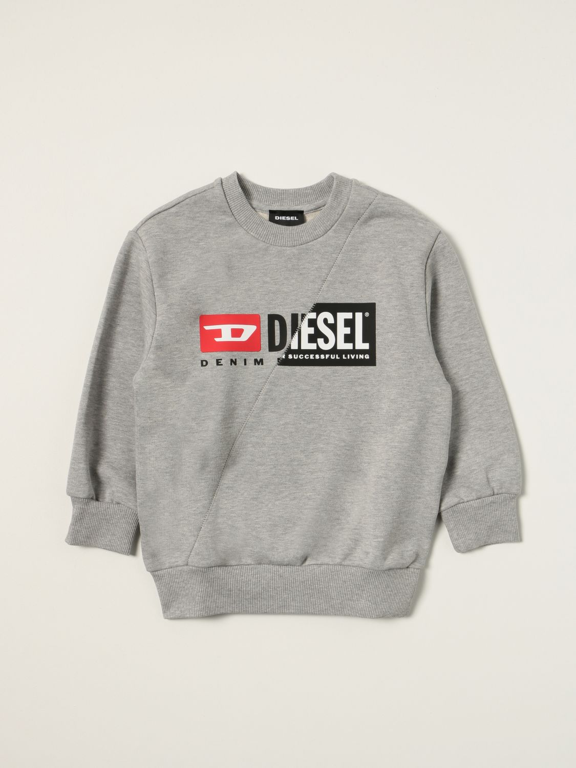 Maglia Diesel: Felpa a girocollo Diesel in cotone con logo grigio 1
