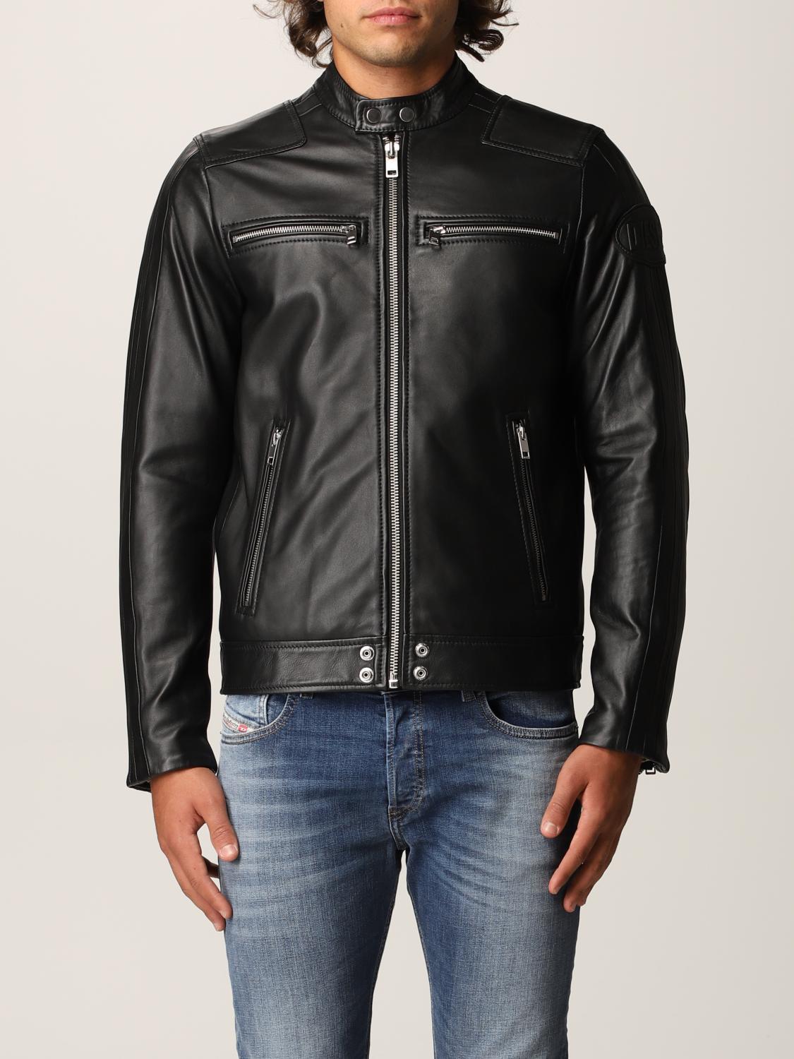 DIESEL: Biker style leather jacket | Jacket Diesel Men Black | Jacket ...