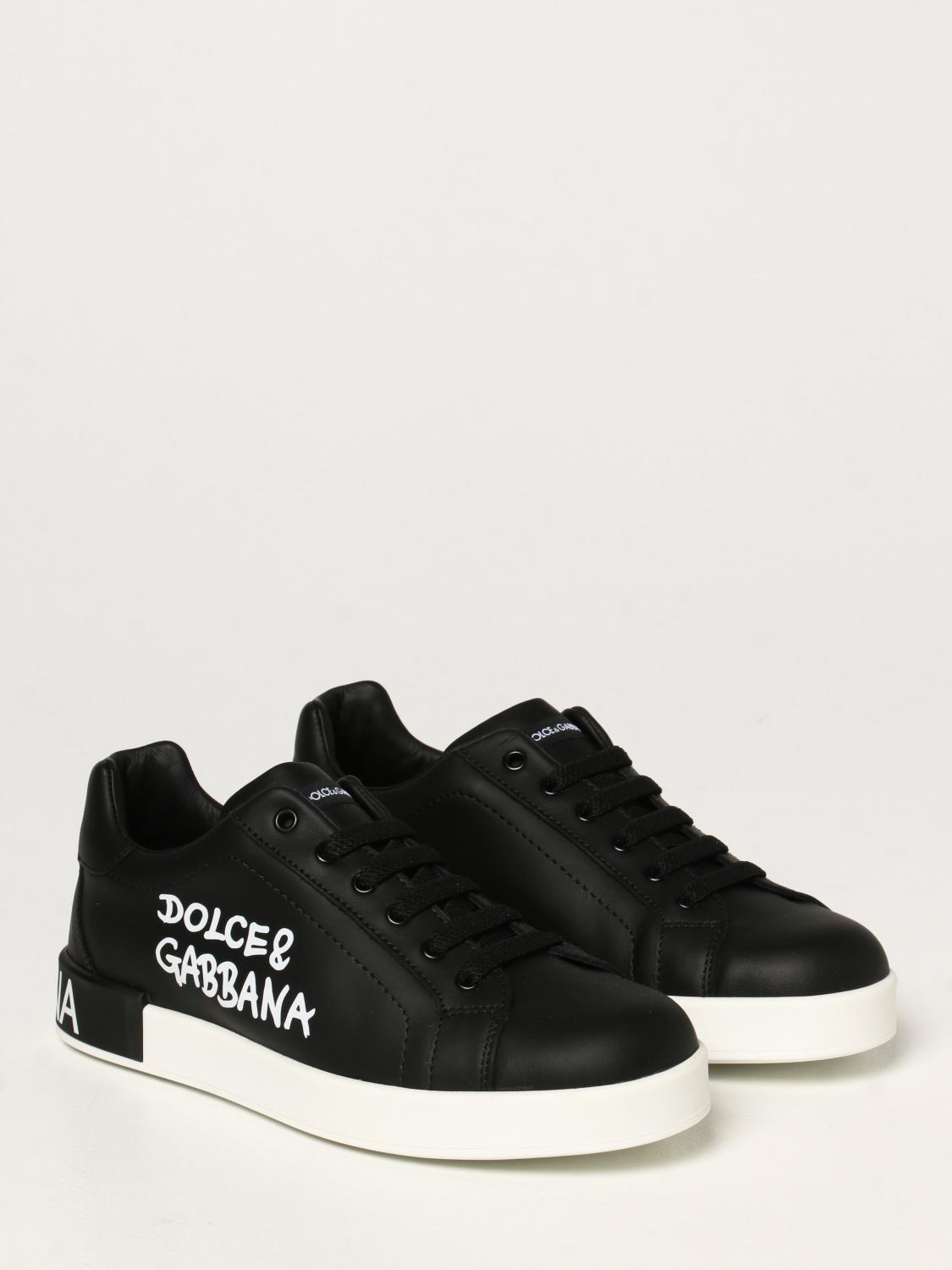 DOLCE & GABBANA: sneakers in leather - Black | Dolce & Gabbana shoes ...