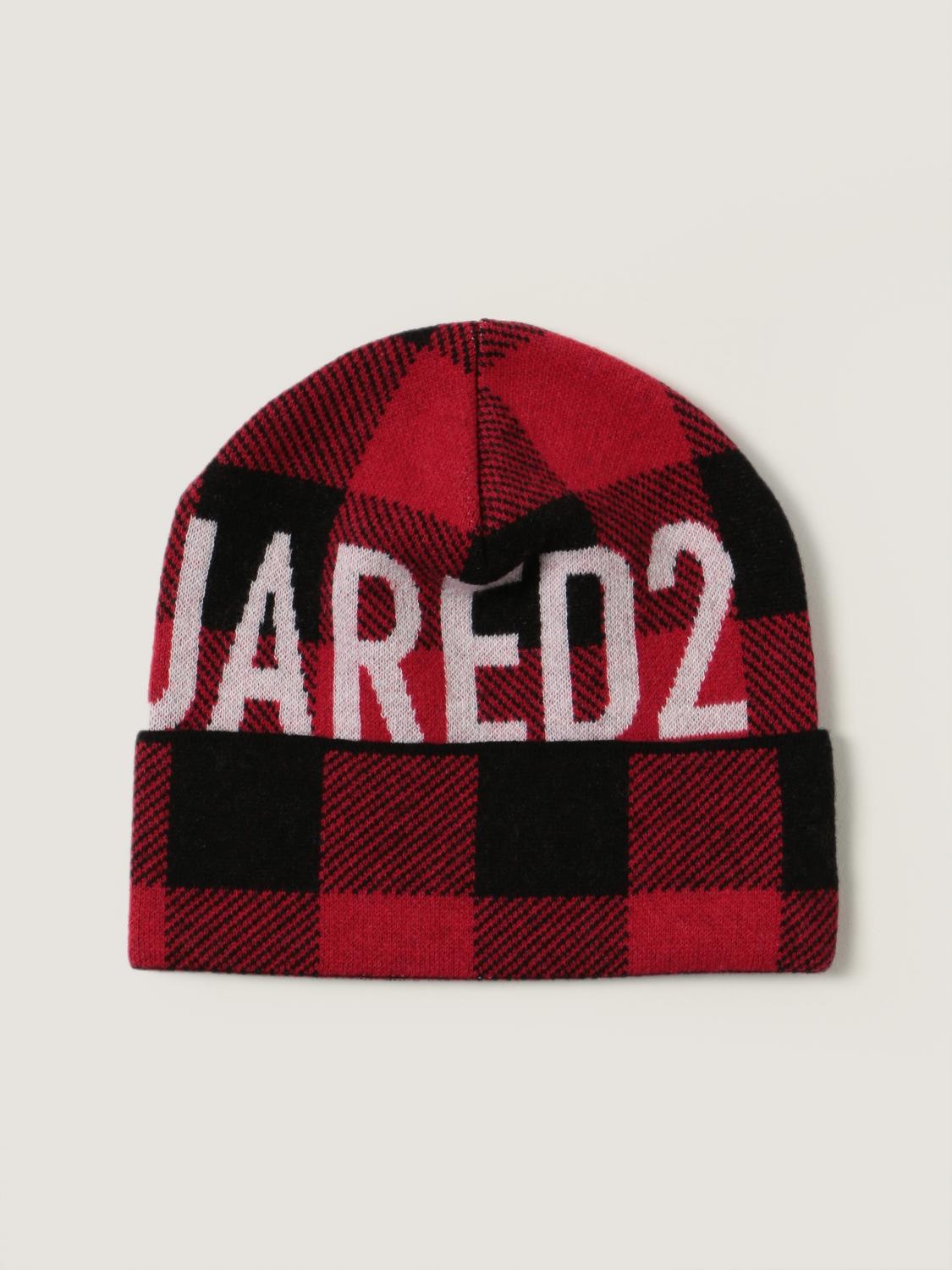 DSQUARED2: beanie hat in check wool 