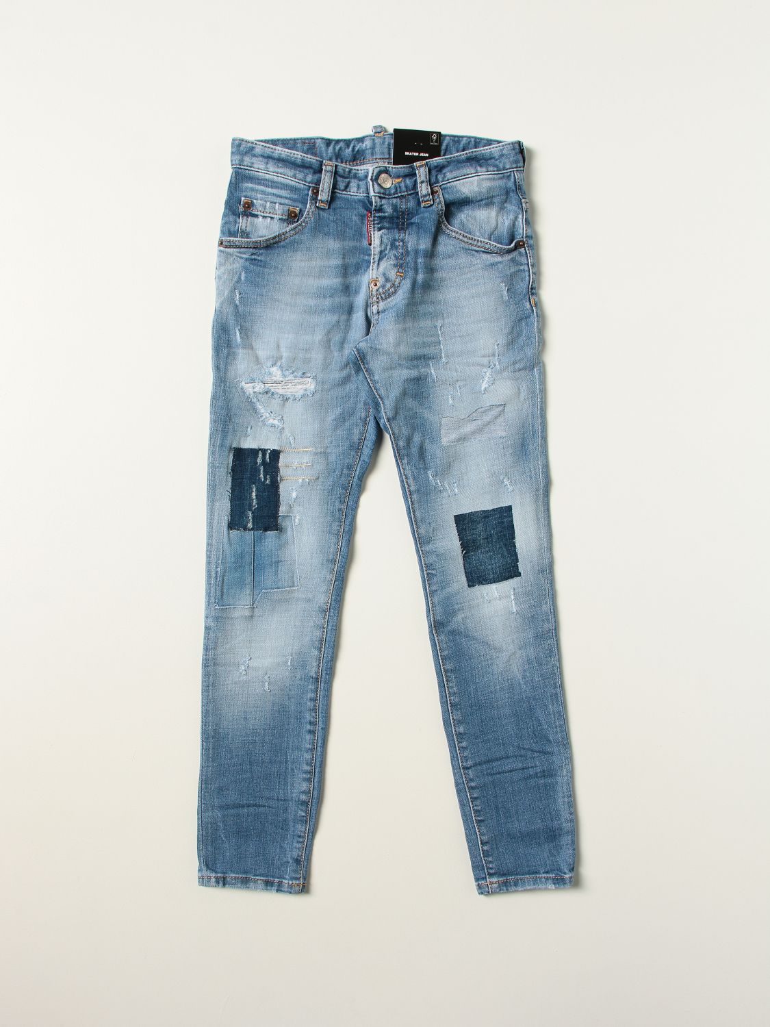 Jeans Dsquared2 Junior: Jeans a 5 tasche Dsquared2 Junior con toppe denim 1