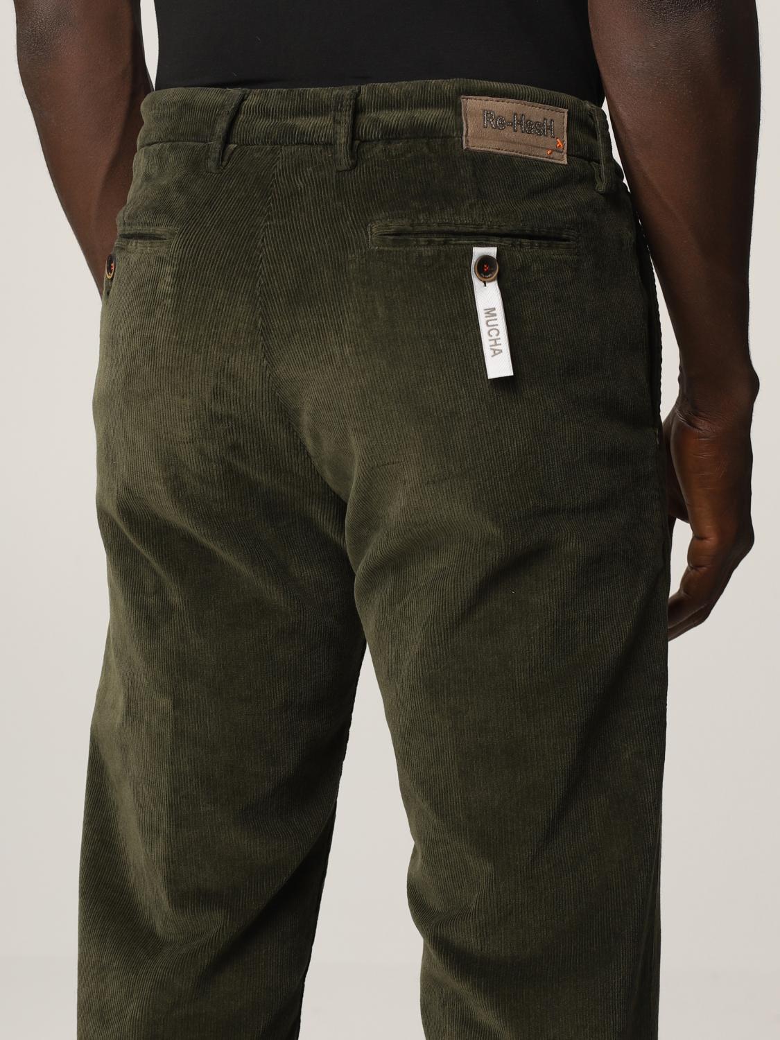 Re-Hash Outlet: Mucha pantsin stretch velvet - Forest Green | Pants Re-Hash  P249 4080 GIGLIO.COM