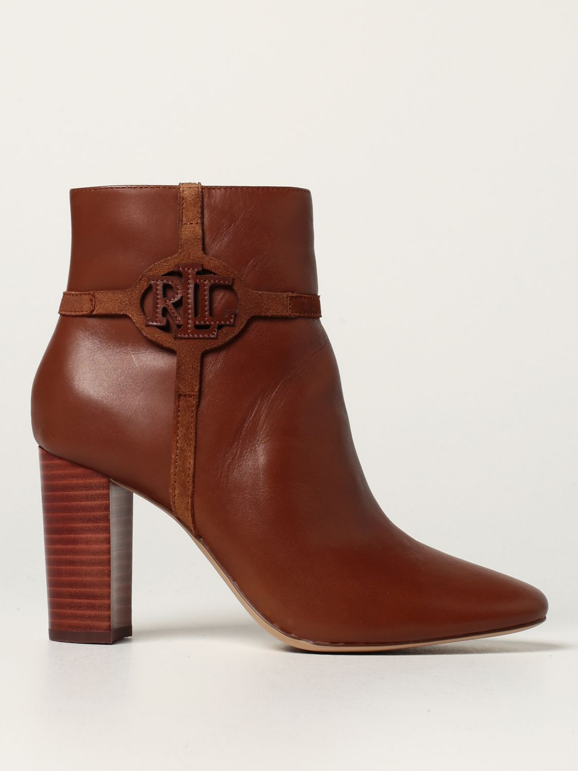 LAUREN RALPH LAUREN: leather ankle boots - Leather | Lauren Ralph Lauren  heeled booties 802838411 online on 