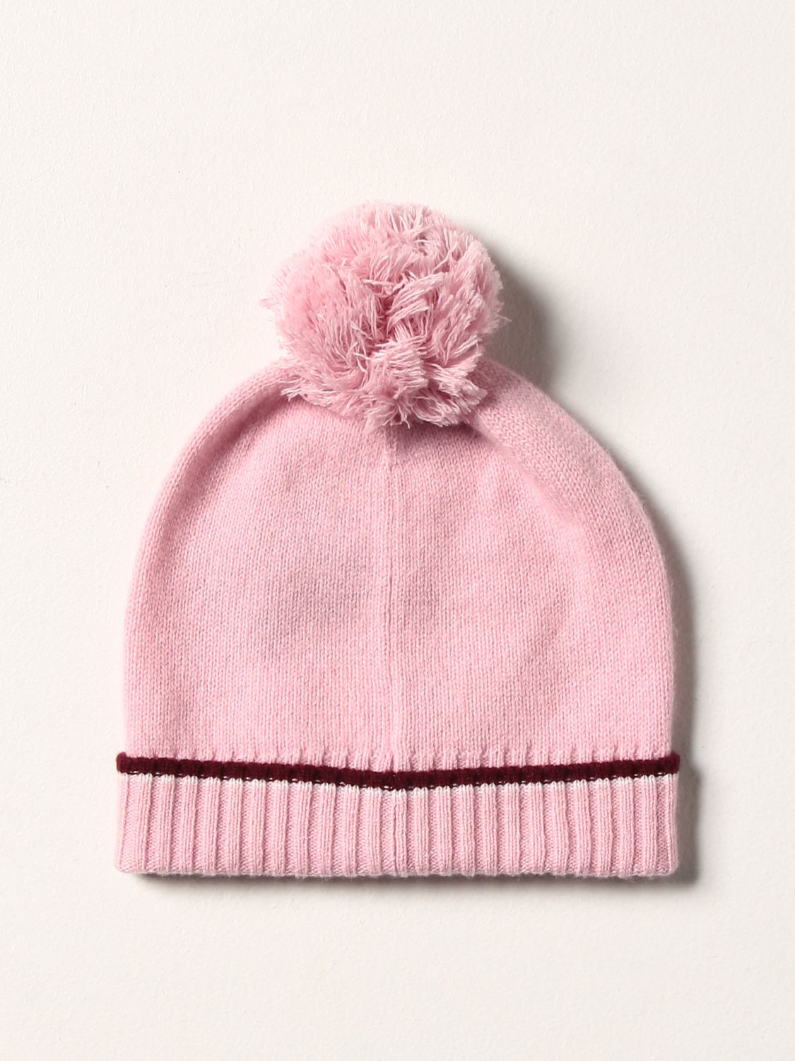 Cappello neonato Fay: Cappello a berretto Fay in lana con pompon rosa 2