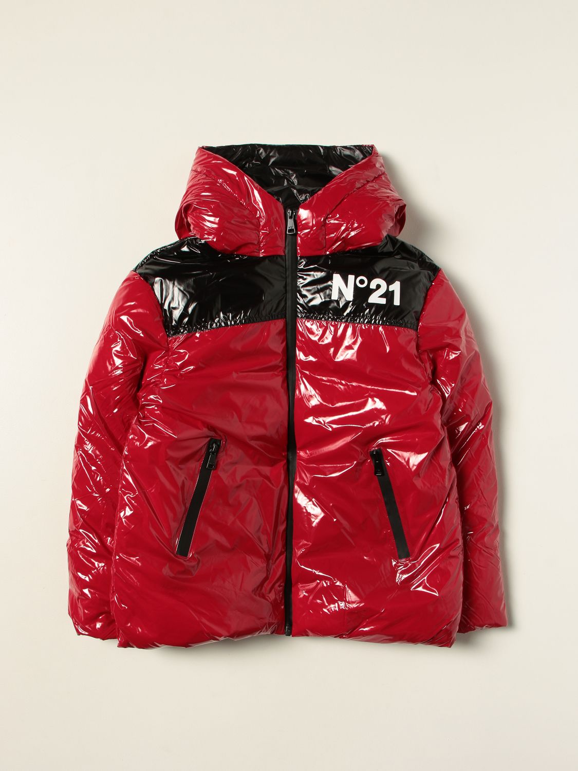 Jacket N° 21: N ° 21 down jacket in padded nylon with logo red 1