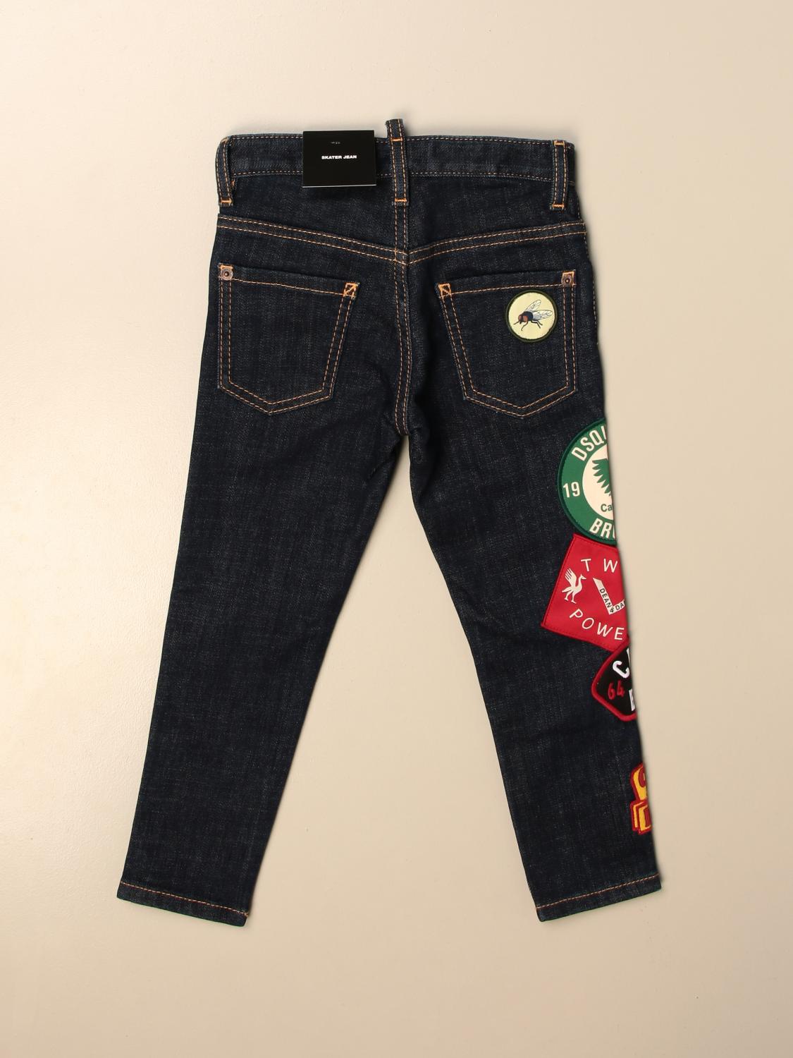 DSQUARED2 JUNIOR: jeans with patches - Stone Washed | Jeans Dsquared2  Junior DQ042L D006L GIGLIO.COM
