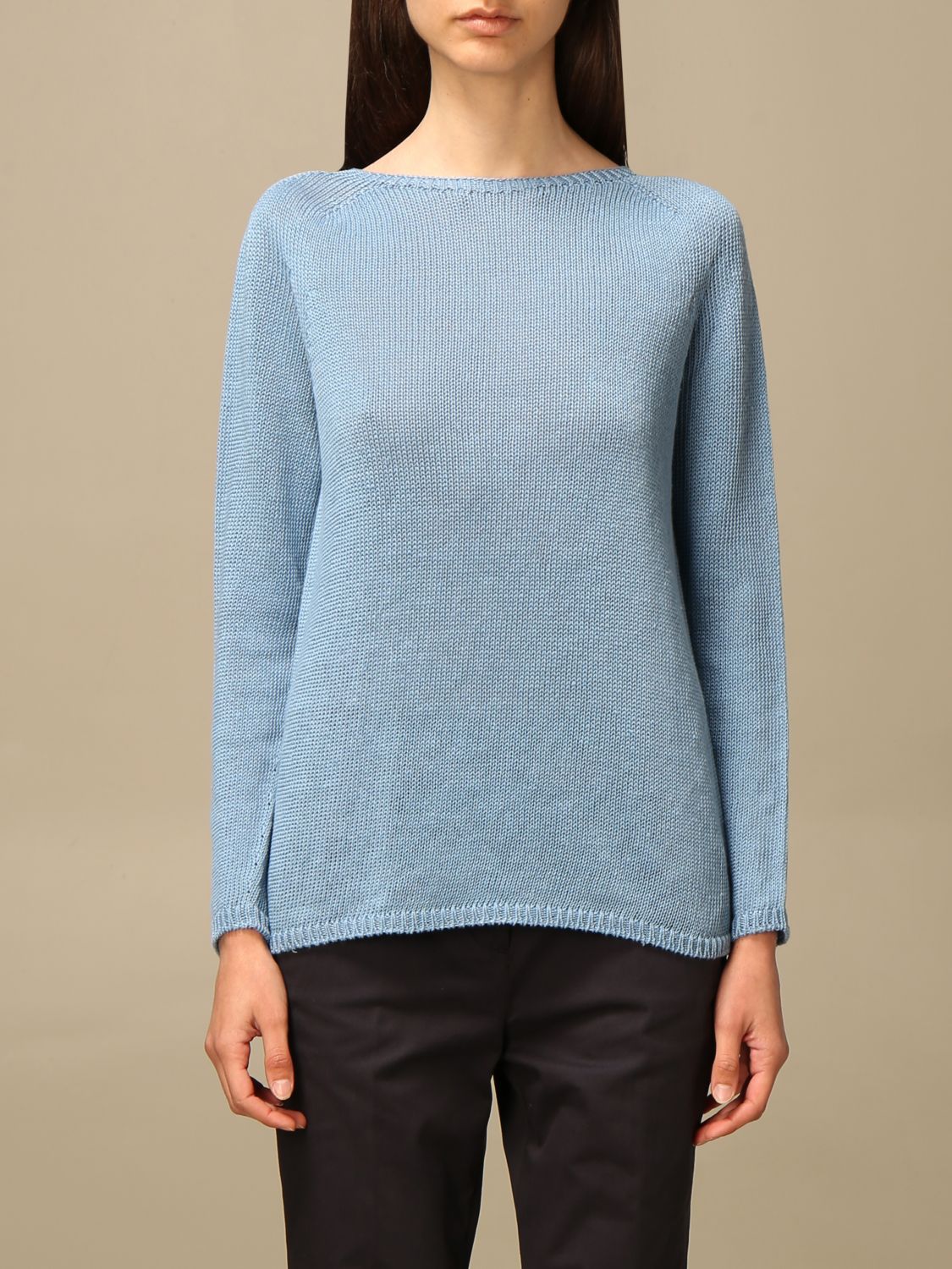 S MAX MARA: linen sweater - Blue | S Max Mara sweater 93610612600 ...