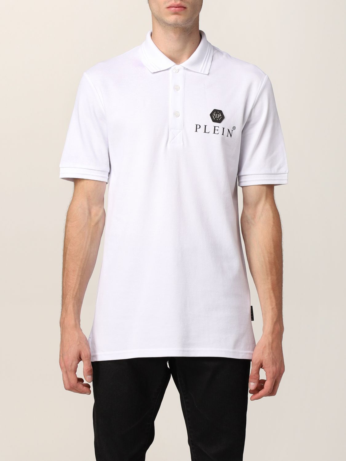 PHILIPP PLEIN: Iconic cotton polo shirt - White | Philipp Plein polo ...