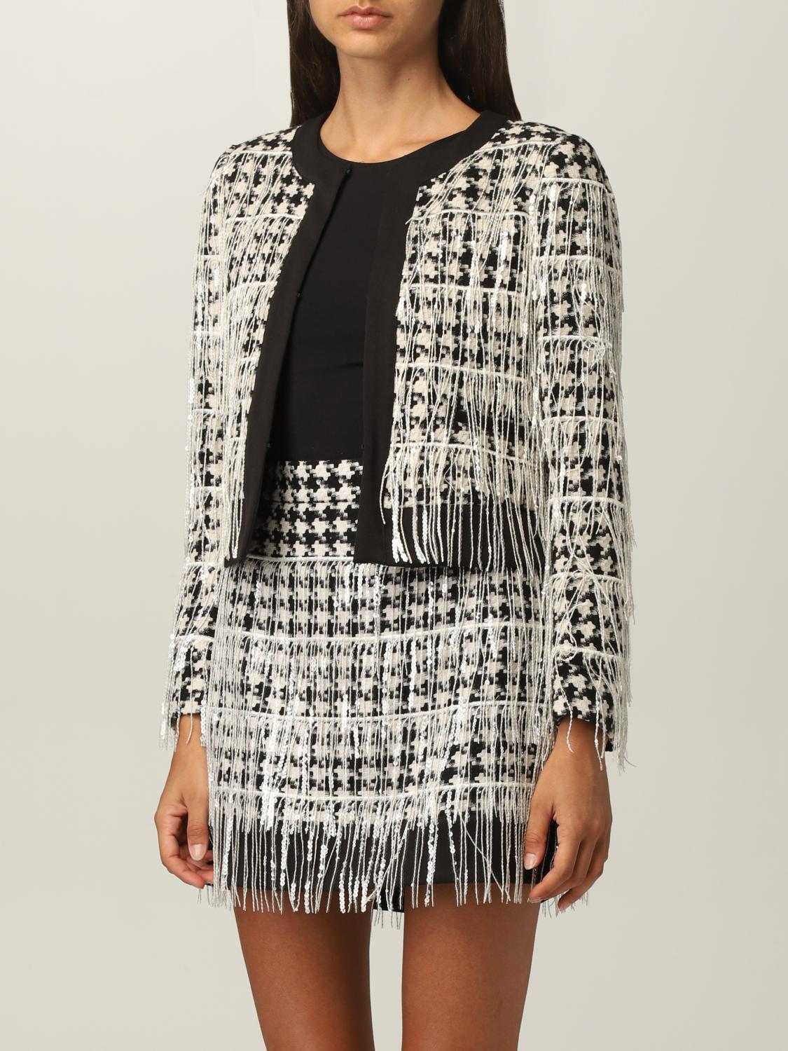 TWINSET: Giacca Twin-set in misto viscosa con frange - Panna | Giacca  Twinset 212TP2261 GIGLIO.COM
