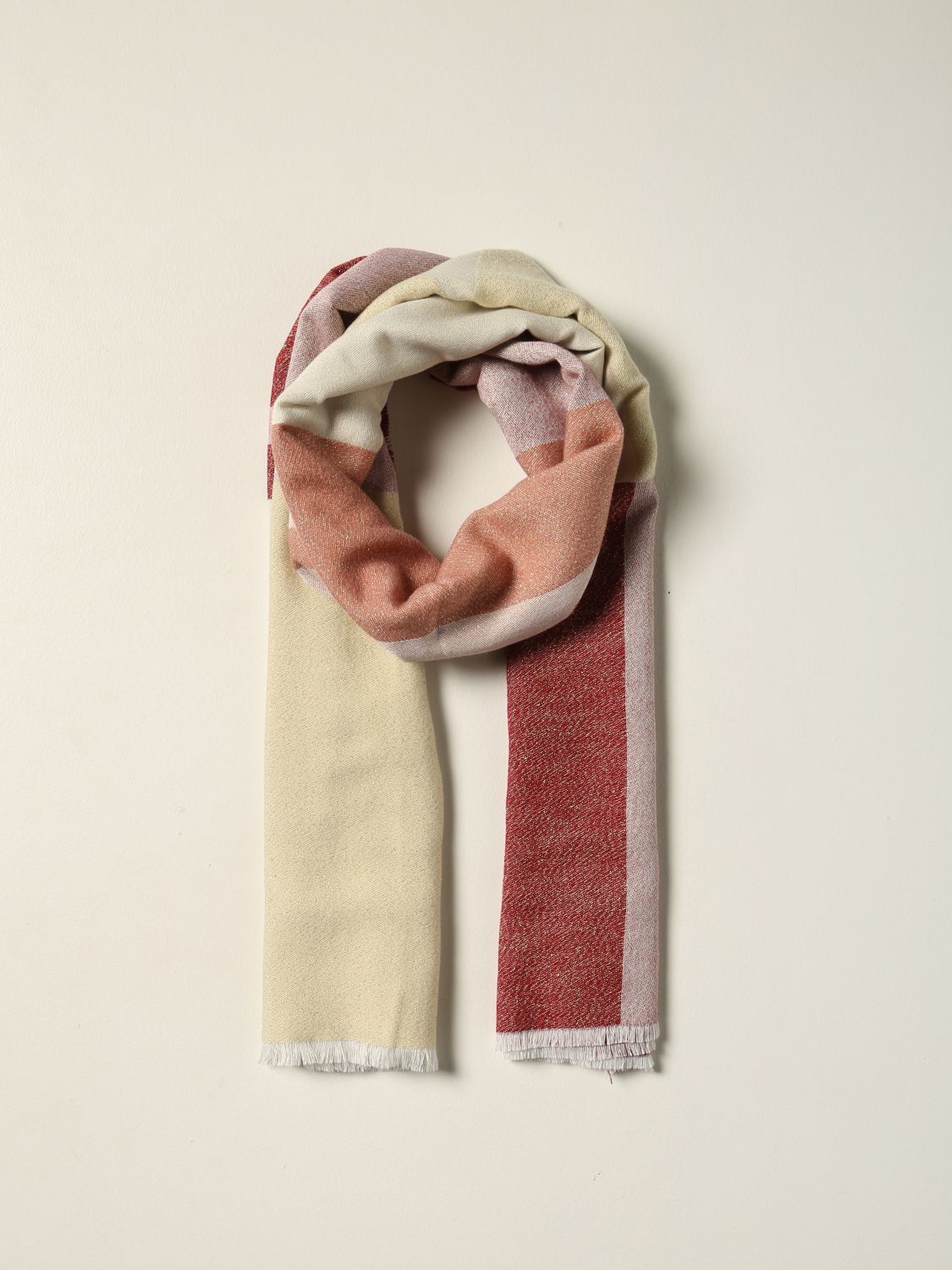 Scarf Twinset: Twin-set scarf with patchwork knit pink 2