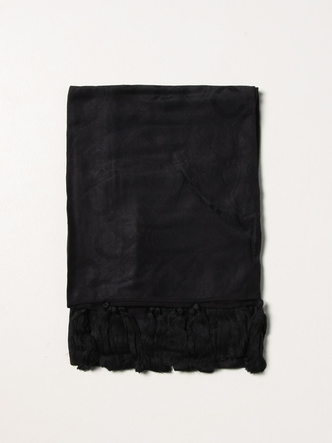Scarf Twinset: Twin-set fabric scarf with all-over logo black 1