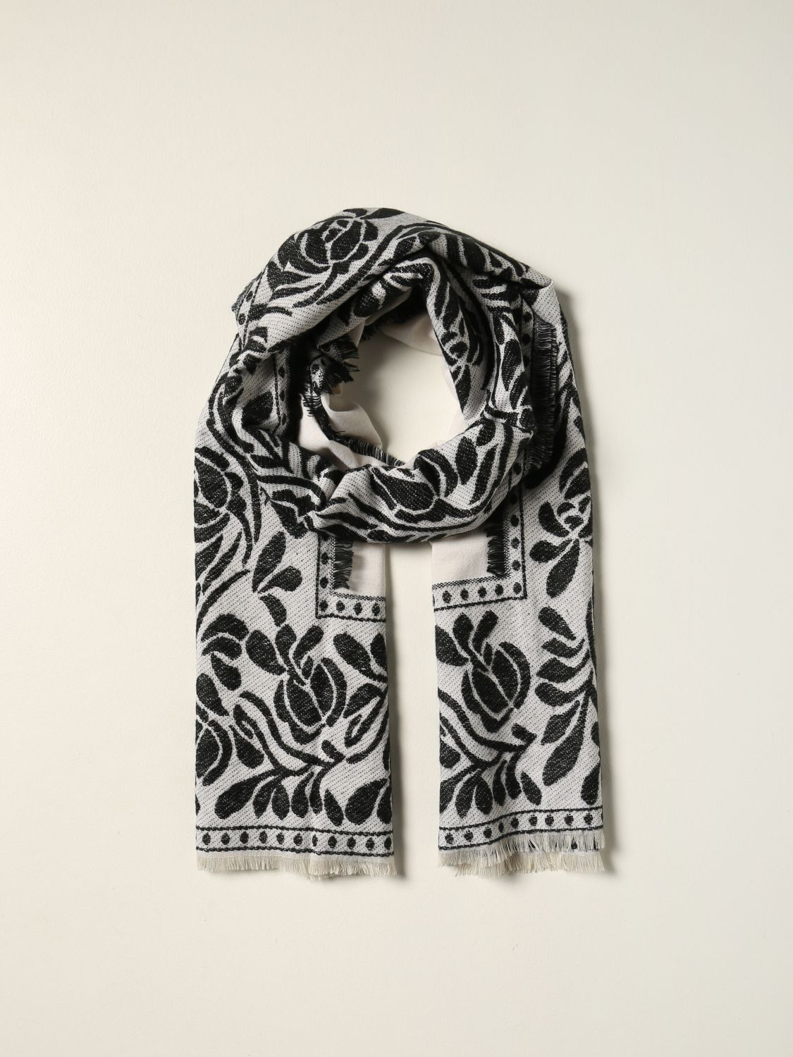 Scarf Twinset: Twin-set scarf with floral print yellow cream 2