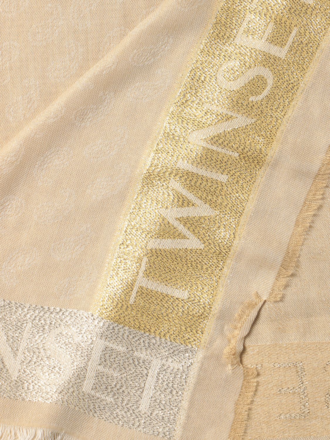 Scarf Twinset: Twin-set stole in jacquard knit with lamé logo beige 3