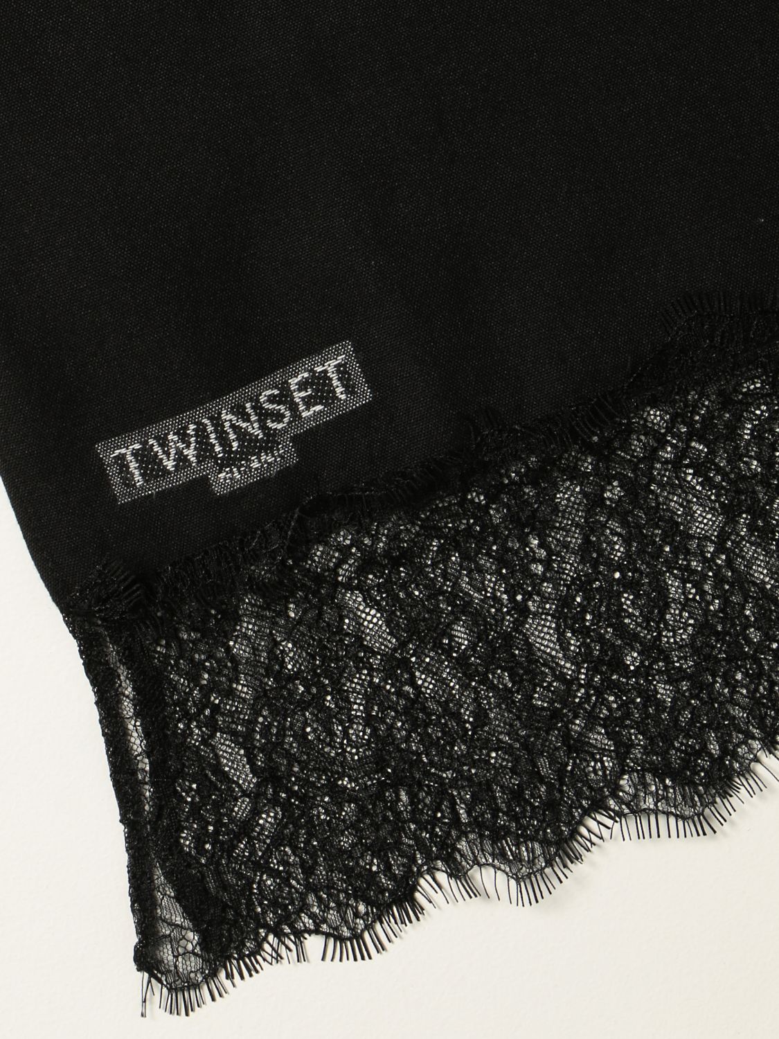 Scarf Twinset: Twin-set scarf with rhinestone logo black 3