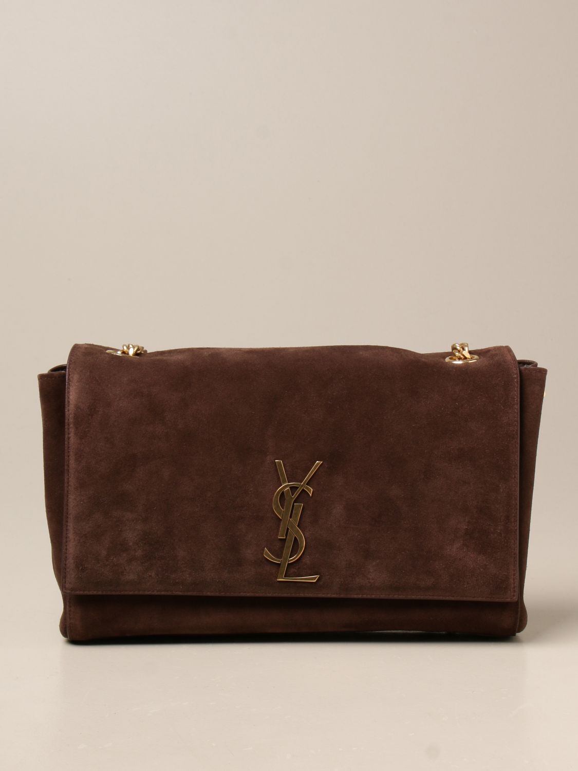 SAINT LAURENT: Kate leather bag with logo - Brown  Saint Laurent crossbody  bags 553804 0UD7W online at