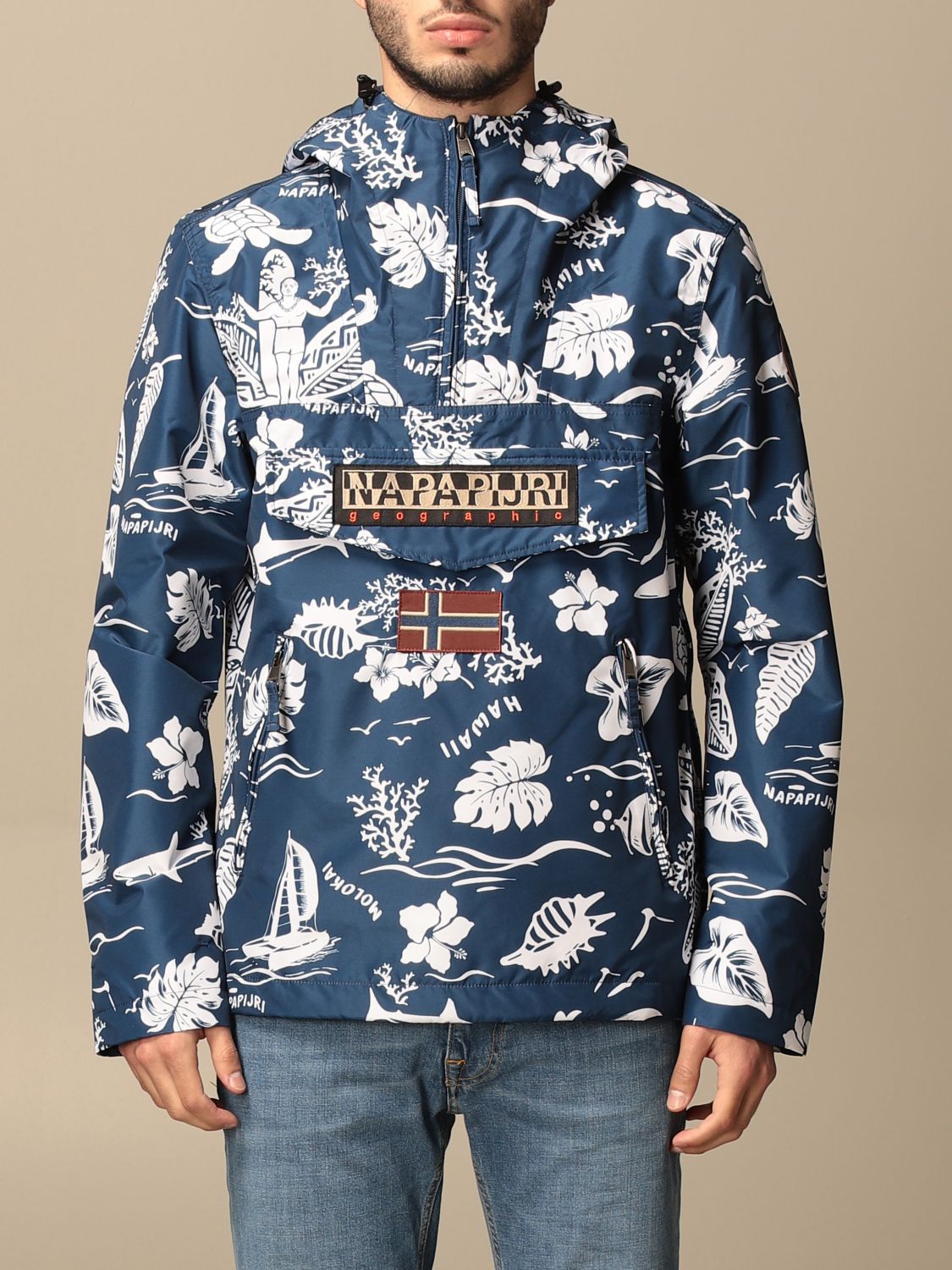 Napapijri Outlet: Rainforest s jacket with Hawaii print | Napapijri jacket NP0A4FDL online on GIGLIO.COM
