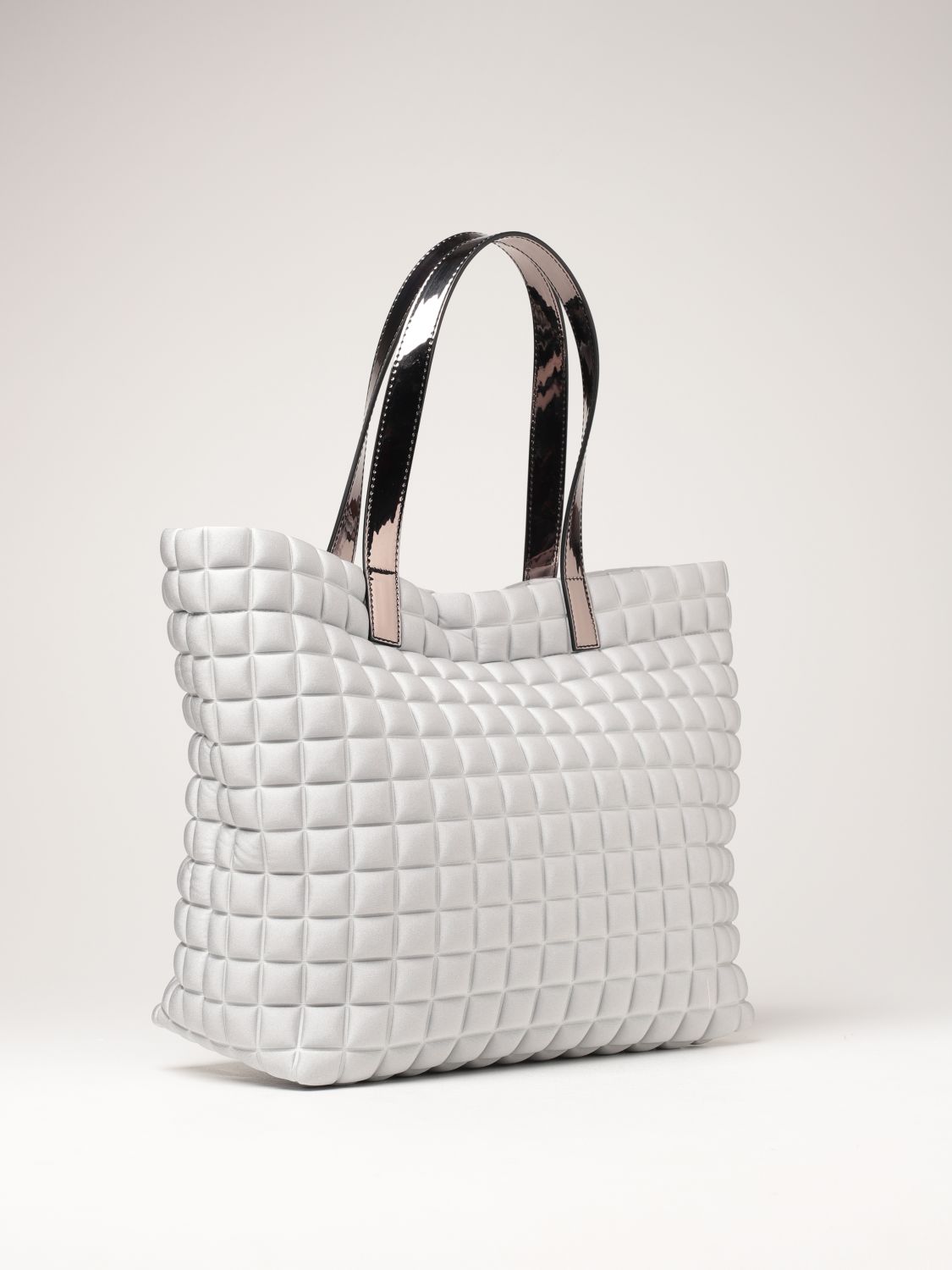B PRIME: tote bags for women - Silver | B Prime tote bags MEDIUM/LAMI ...