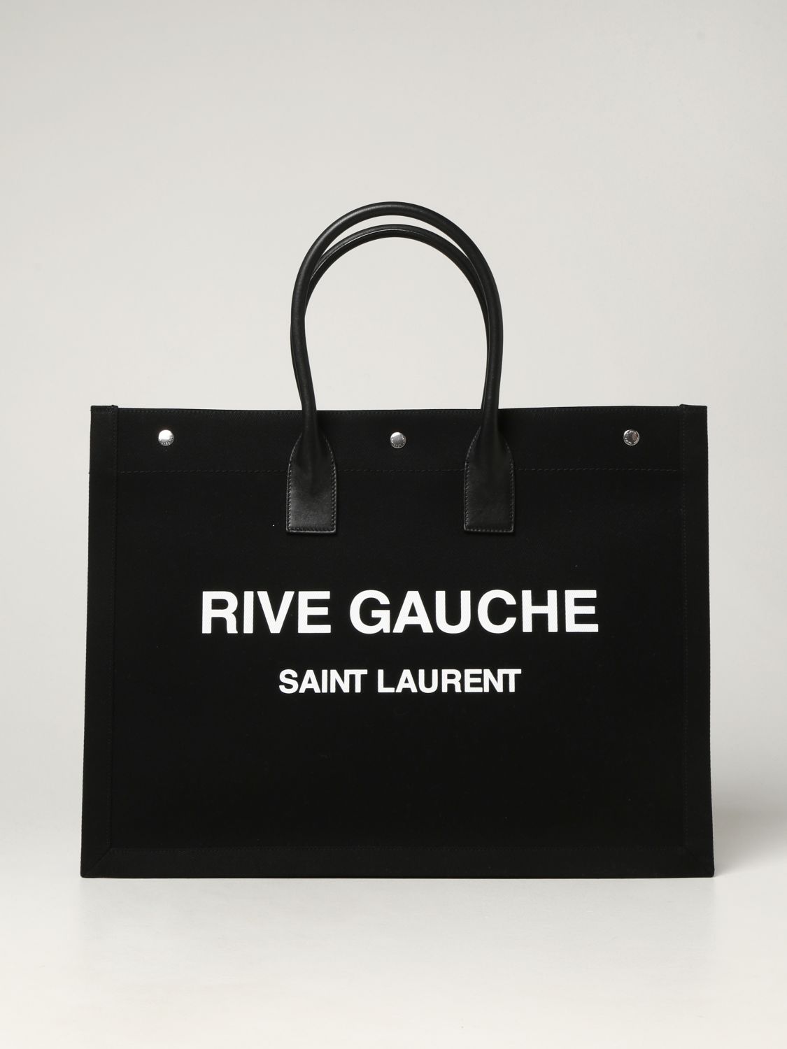 SAINT LAURENT: Noe Tote Rive Gauche bag in canvas - Black | Saint ...