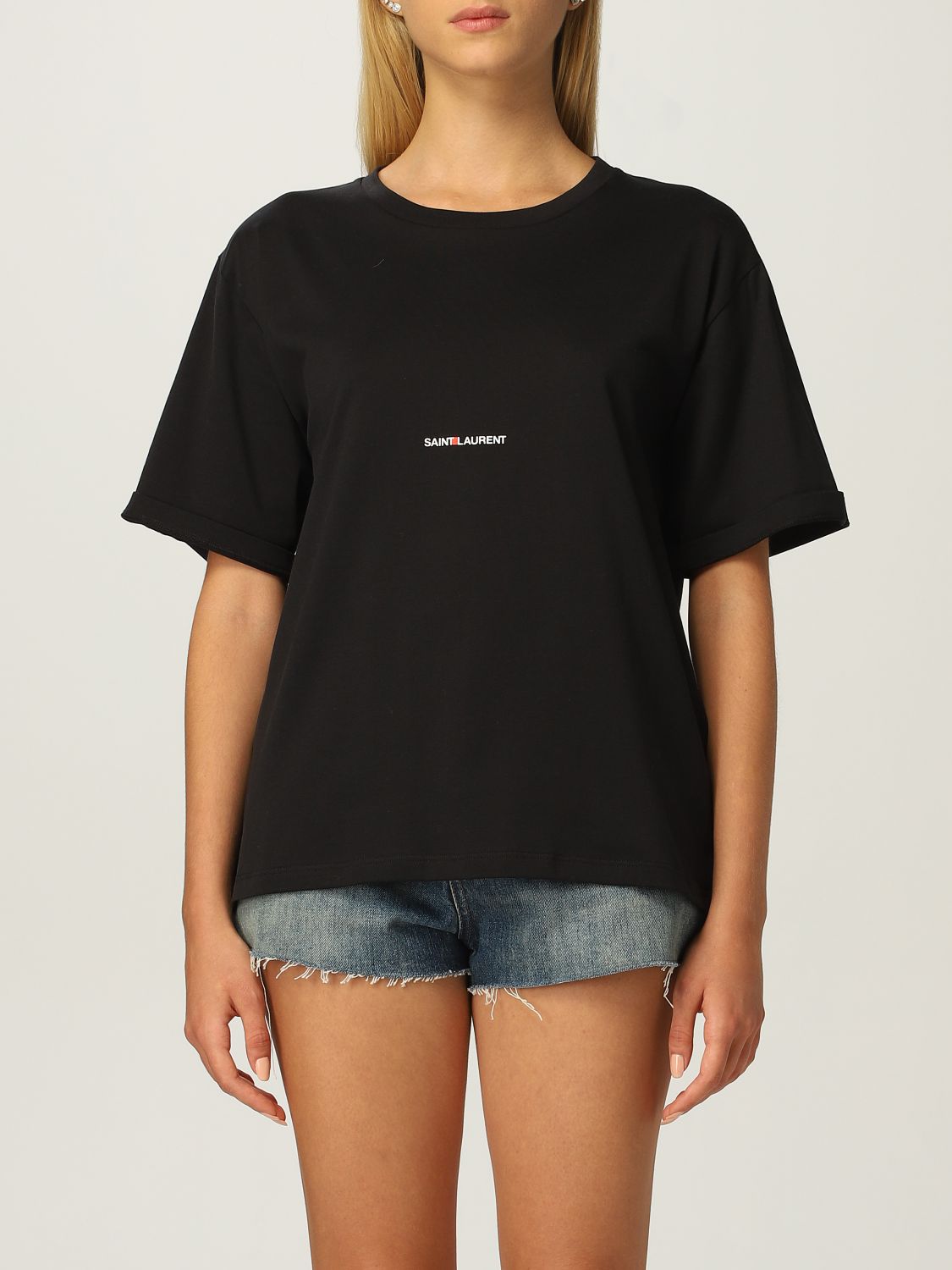 Camiseta Saint Laurent: Camiseta mujer Saint Laurent negro 1