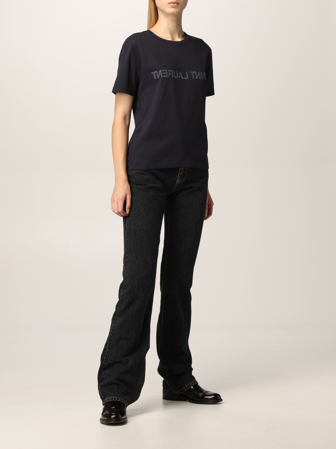 Camiseta Saint Laurent: Camiseta mujer Saint Laurent azul oscuro 2