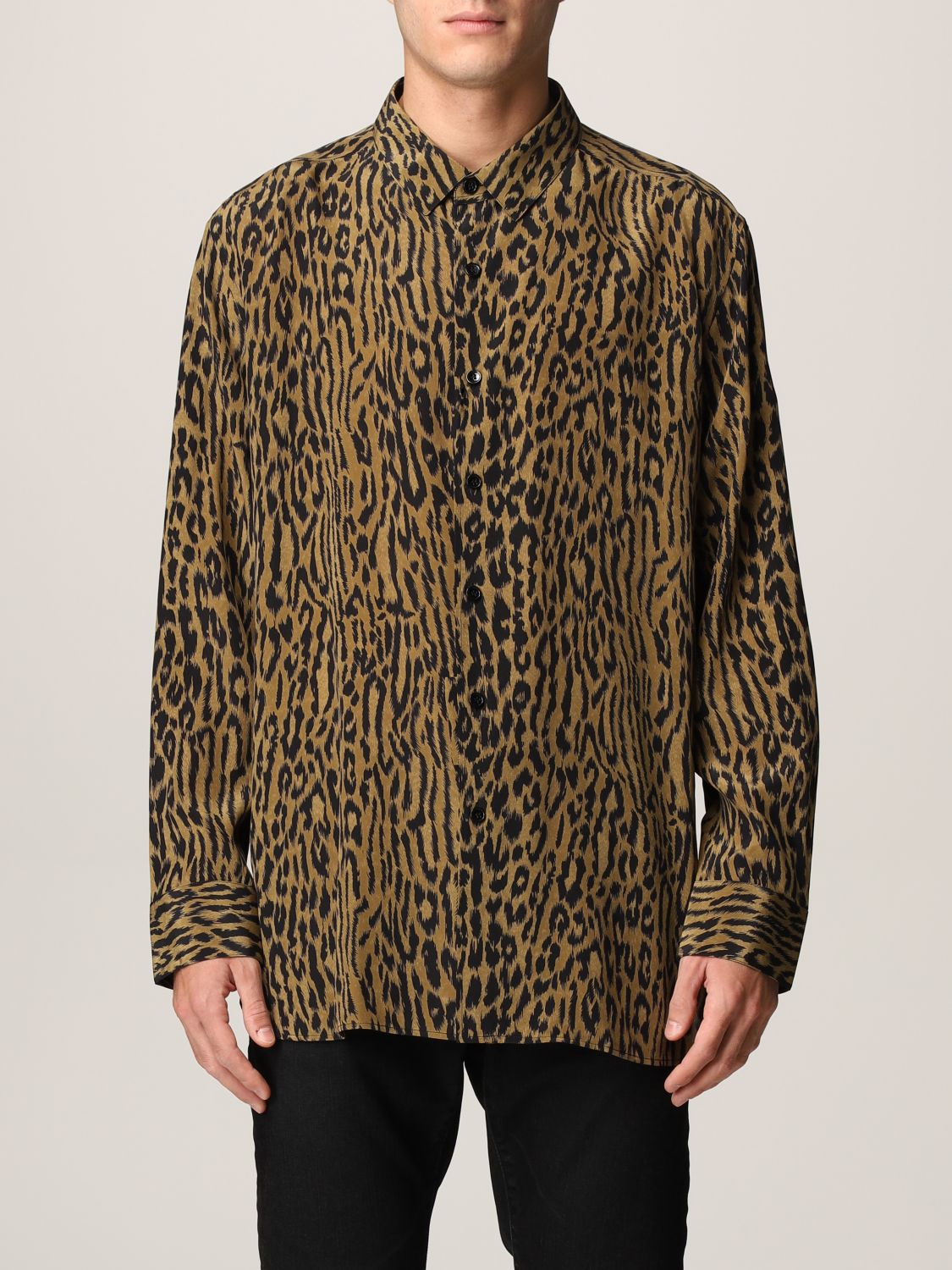 Shirt Saint Laurent: Saint Laurent shirt in animalier crêpe beige 1