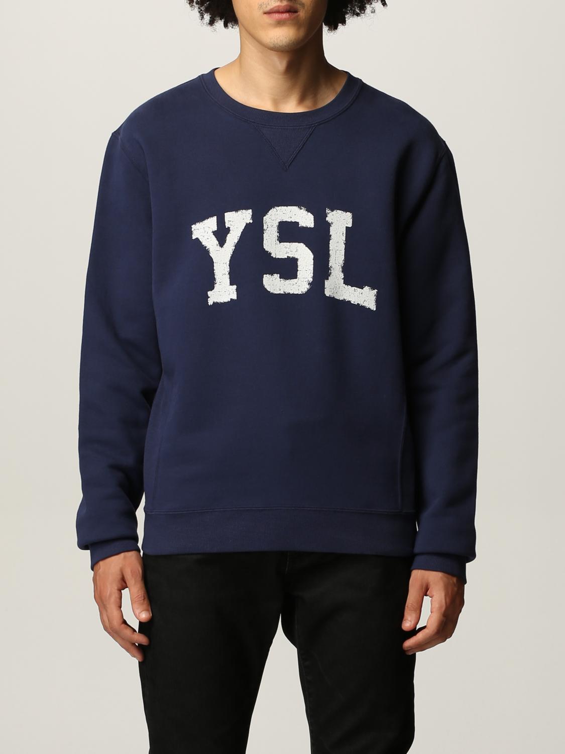 SAINT LAURENT: Crewneck with big logo - Blue | Saint Laurent sweatshirt ...