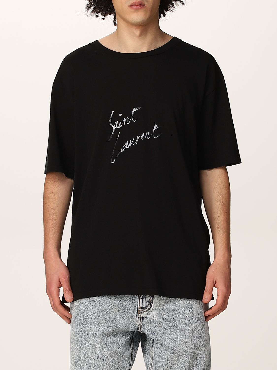 Donna T-shirt e top da T-shirt e top Saint Laurent T-SHIRT GIROCOLLO IN COTONE CON BAUHAUSSaint Laurent in Cotone di colore Nero 