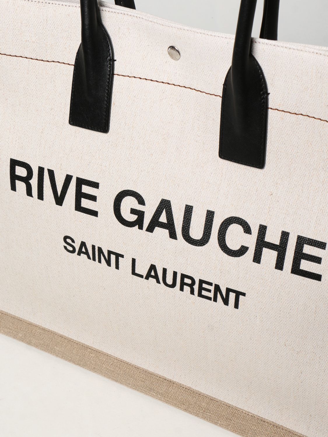 Borsa Saint Laurent: Borsa Tote Rive Gauche Saint Laurent in canvas bianco 3
