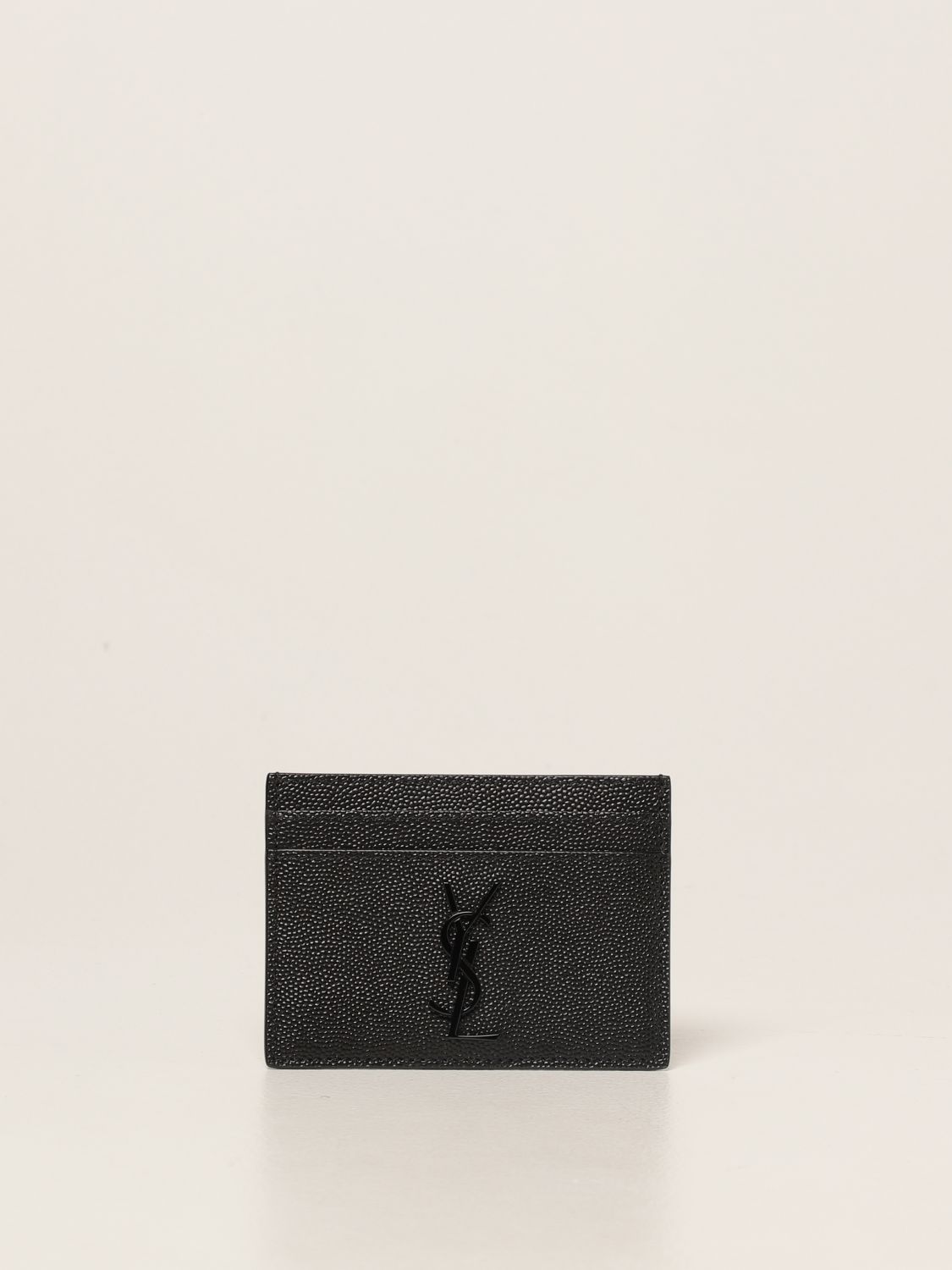 Wallet Saint Laurent: Saint Laurent credit card holder in grain de poudre leather black 1