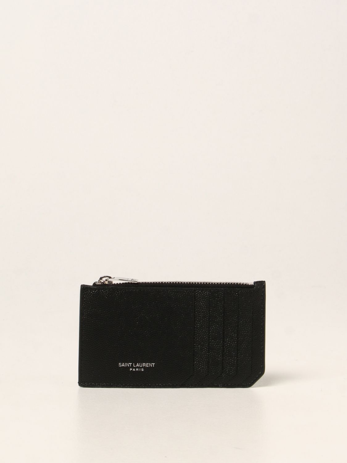 Wallet Saint Laurent: Saint Laurent credit card holder in grain de poudre leather black 1