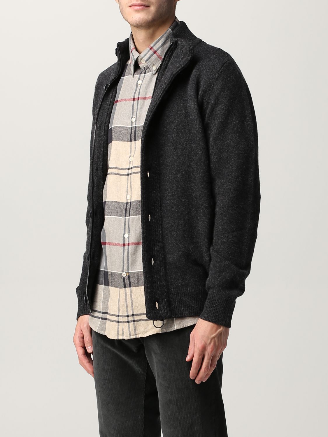 BARBOUR: cardigan for man - Grey | Barbour cardigan MKN0731 MKN online ...