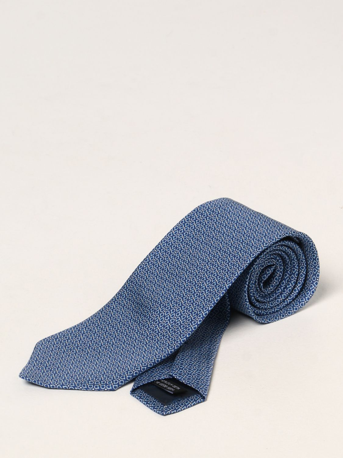 Cravate Salvatore Ferragamo: Cravate en soie Salvatore Ferragamo avec micro Gancini bleu 1