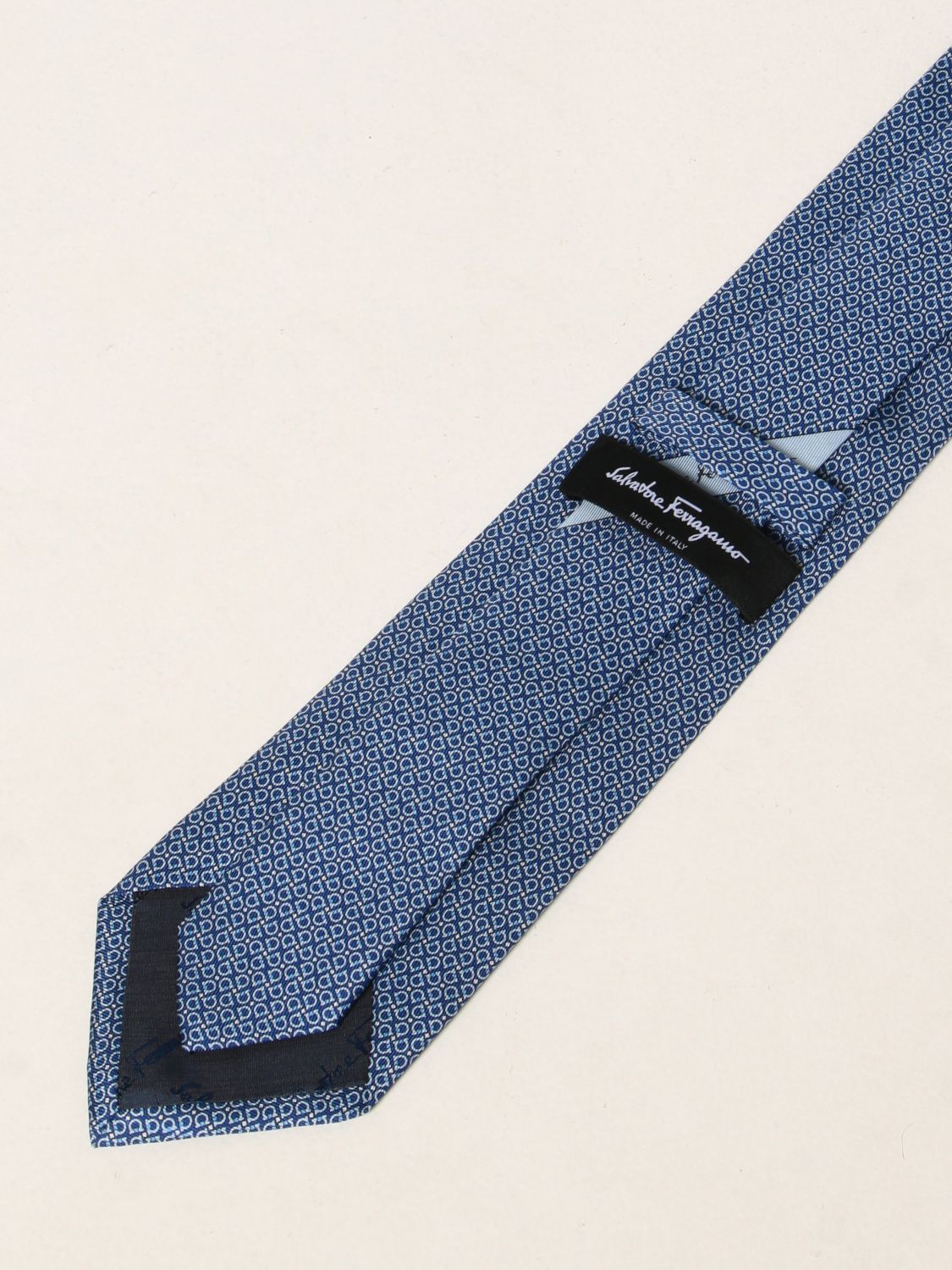 Cravate Salvatore Ferragamo: Cravate en soie Salvatore Ferragamo avec micro Gancini bleu 2