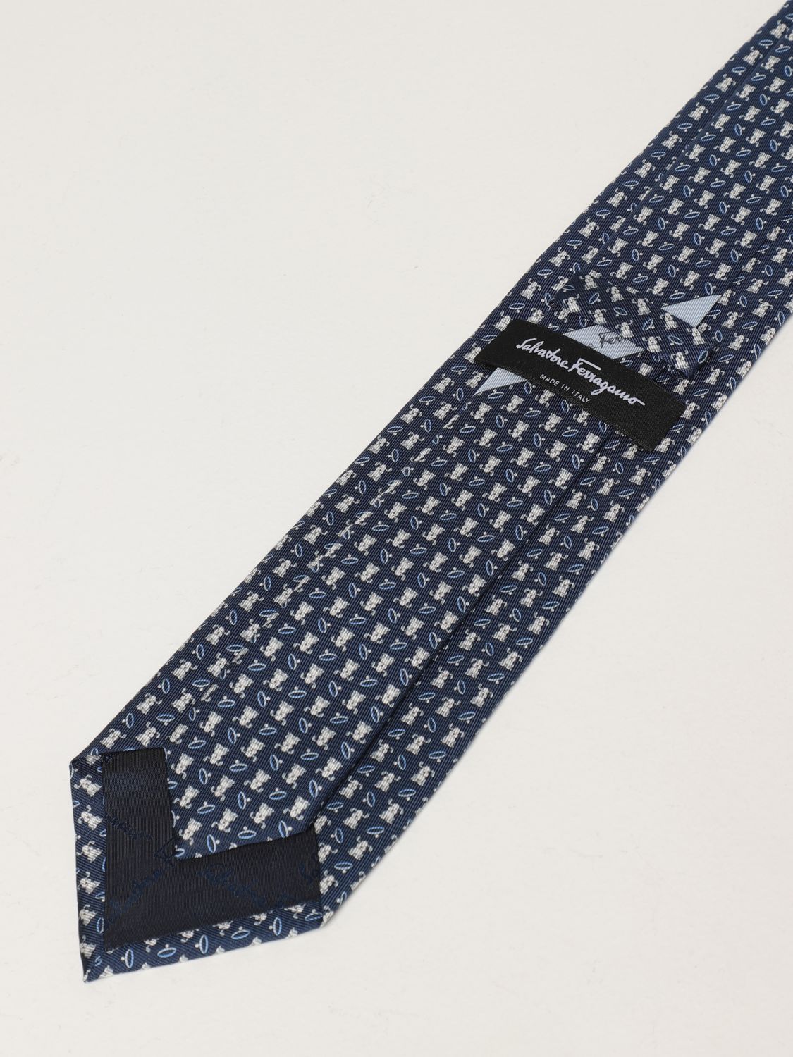 Tie Salvatore Ferragamo: Salvatore Ferragamo silk tie with micro dogs navy 2