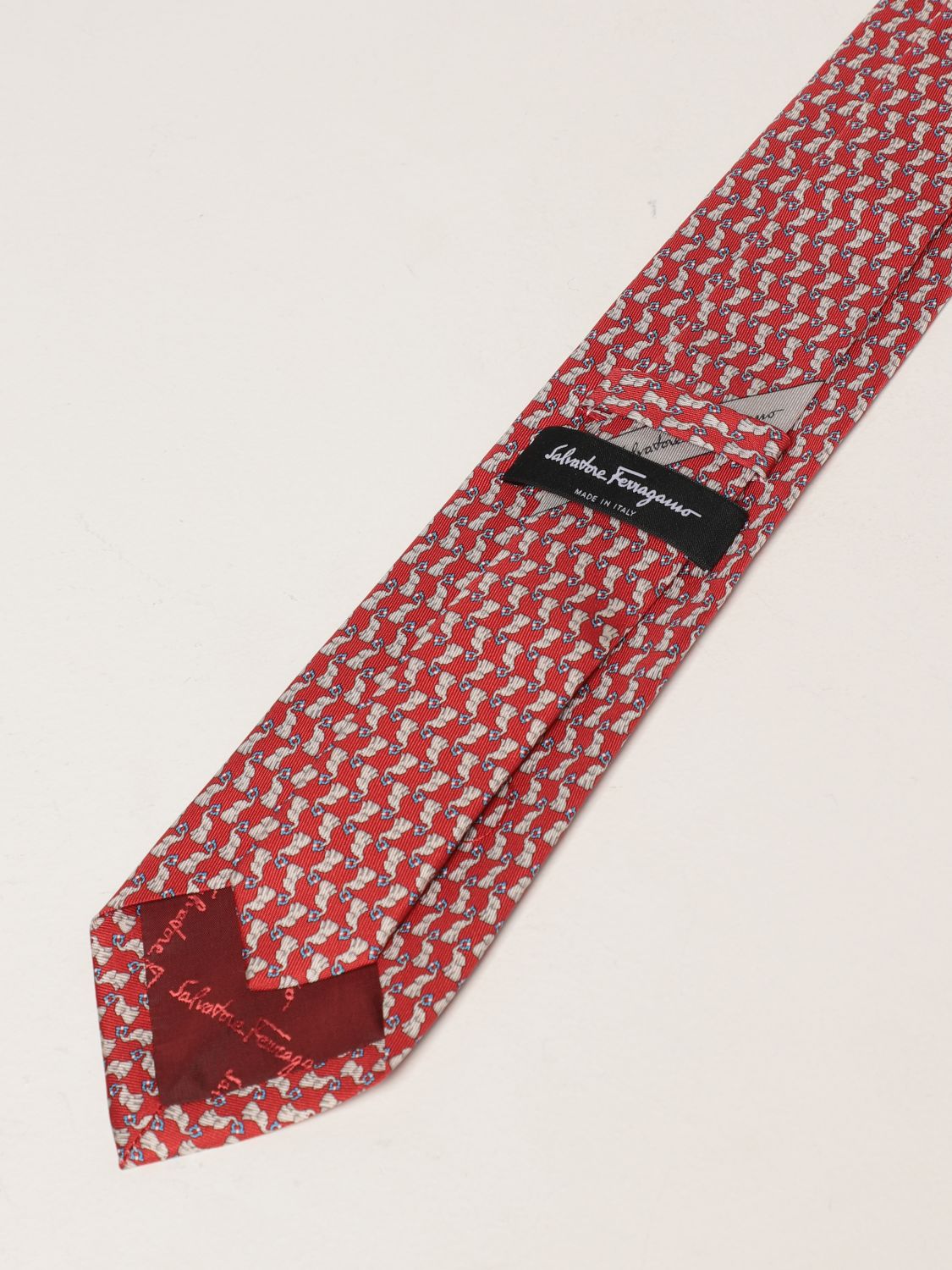 Cravate Salvatore Ferragamo: Cravate en soie Salvatore Ferragamo avec micro éléphants rouge 2