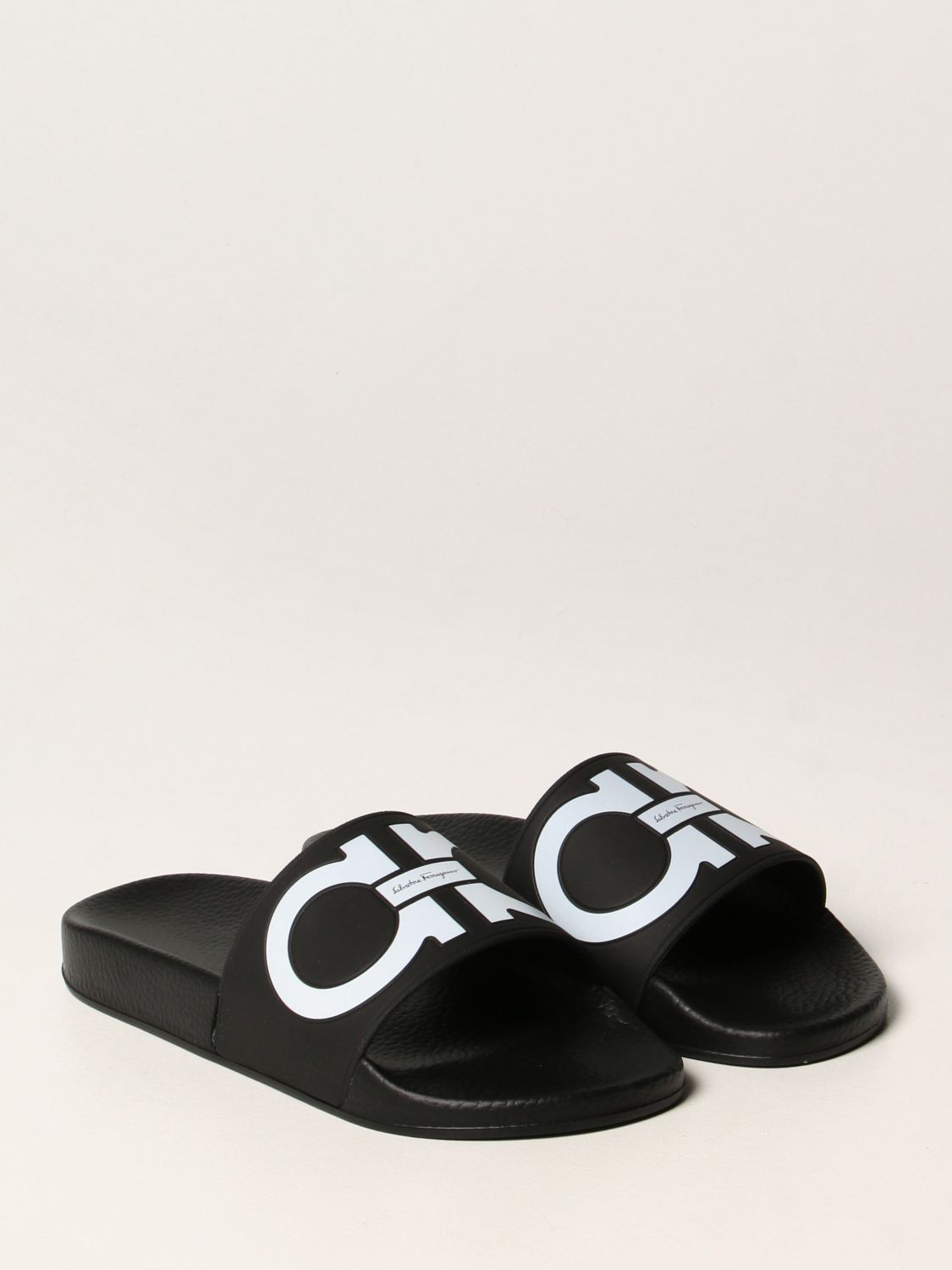 Flat sandals Salvatore Ferragamo: Groovy Salvatore Ferragamo rubber sandals with Gancini logo black 2