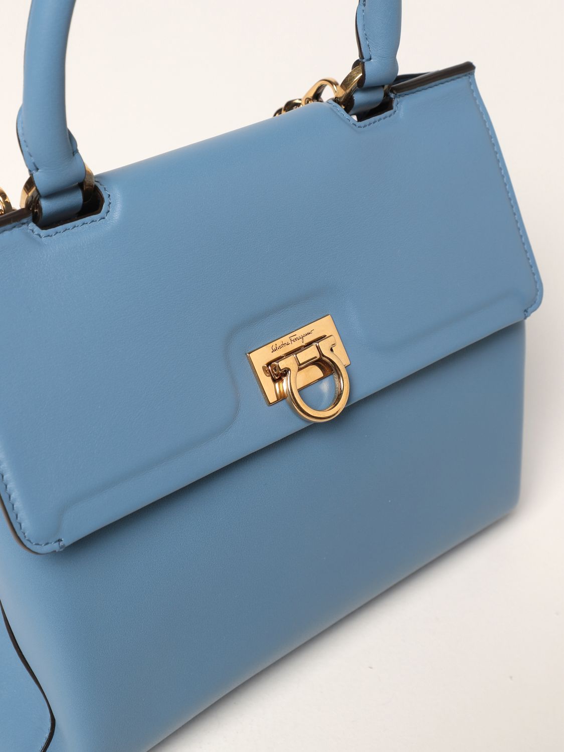 Handbag Salvatore Ferragamo: Salvatore Ferragamo Satsuma leather handbag sky blue 4