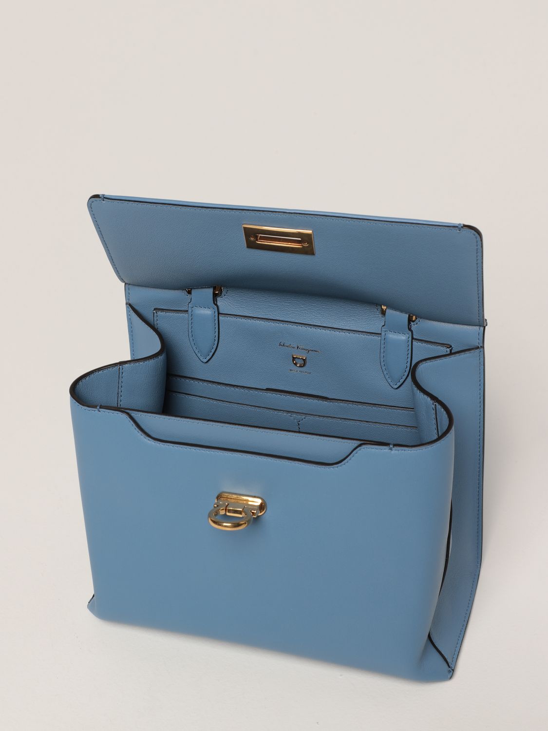 Handbag Salvatore Ferragamo: Salvatore Ferragamo Satsuma leather handbag sky blue 5