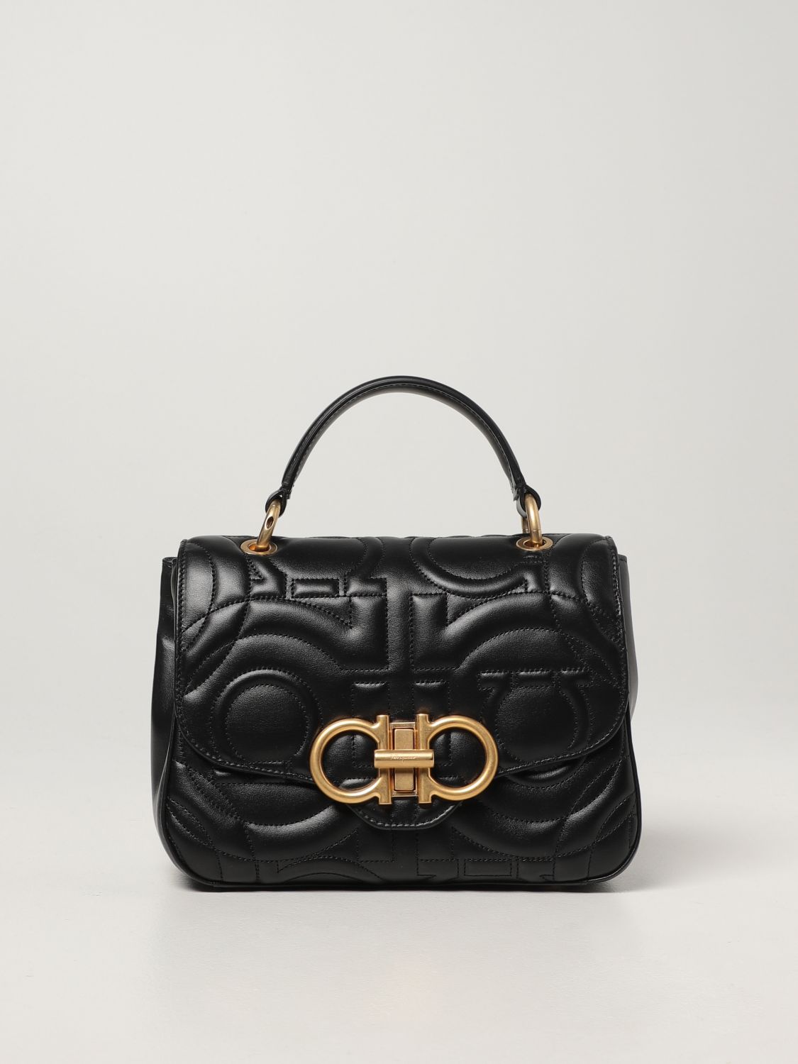 Handbag Salvatore Ferragamo: Salvatore Ferragamo Gancini bag in quilted leather black 1